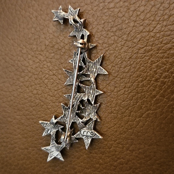 Vintage JJ Jonette Shooting Stars Pewter Brooch Pin - Picture 4 of 5